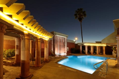 Indoor pool, outdoor pool, open 9:00 AM to 10:00 PM, sun loungers