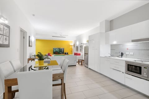 Family Apartment, 2 Bedrooms, Patio, Garden View | Private kitchen | Full-size fridge, microwave, stovetop, dishwasher