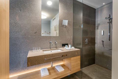 Shower, free toiletries, hair dryer, bidet