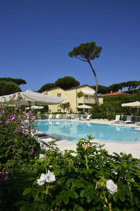 Seasonal outdoor pool, pool umbrellas, sun loungers