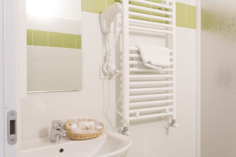 Shower, free toiletries, hair dryer, bidet