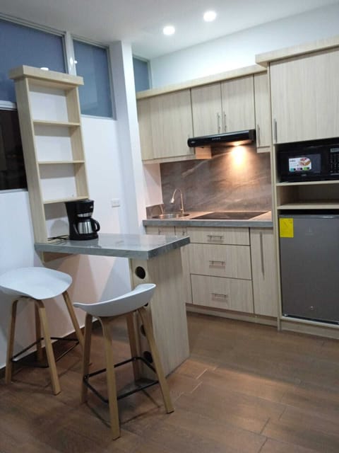 Deluxe Studio Suite, 3 Bedrooms, Ensuite, Tower | Private kitchen | Mini-fridge, microwave, stovetop, dishwasher