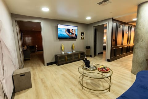 Penthouse | Living area | 56-inch Smart TV with satellite channels