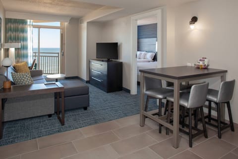 Suite, 1 Bedroom, Oceanfront | Living room | LED TV