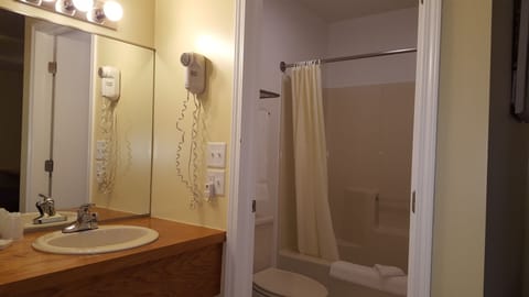 Bathroom | Combined shower/tub, free toiletries, hair dryer, towels