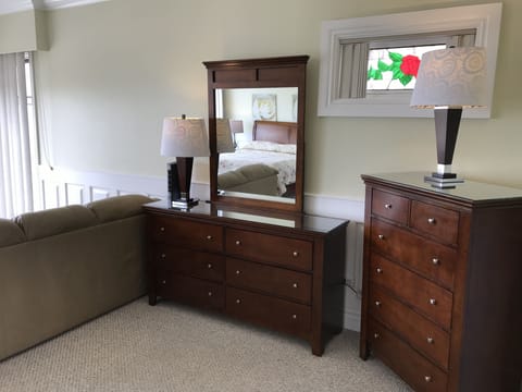 Premier Suite, 1 Queen Bed | Living area | 43-inch Smart TV with cable channels, TV