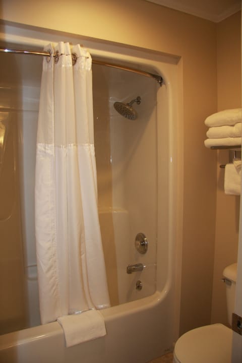 Deluxe Room, 1 King Bed, Jetted Tub | Bathroom | Combined shower/tub, free toiletries, hair dryer, towels