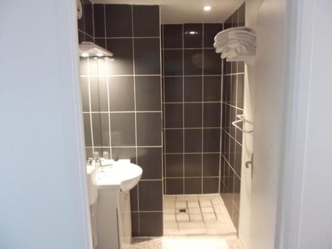 Combined shower/tub, free toiletries, hair dryer, towels