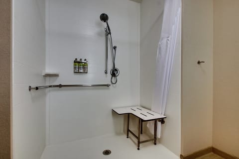 Standard Room, 1 King Bed, Accessible (Mobility, Roll-In Shower) | Bathroom | Free toiletries, hair dryer, towels, soap