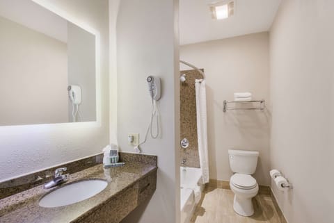 Standard Room, 1 King Bed, Non Smoking, Jetted Tub | Bathroom | Combined shower/tub, eco-friendly toiletries, hair dryer, towels