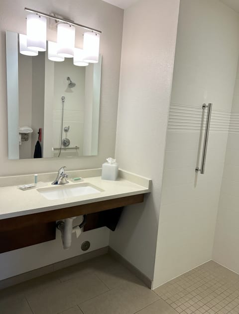 Suite, 1 Bedroom (Mobility/Hearing Access, Roll-In Shwr) | Bathroom | Shower, free toiletries, hair dryer, towels
