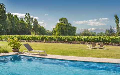 Outdoor pool, pool umbrellas