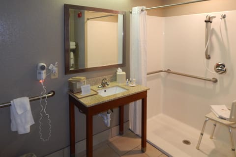 Suite, 1 King Bed, Accessible, Non Smoking | Bathroom | Combined shower/tub, free toiletries, hair dryer, towels