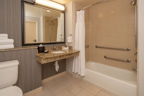 Room, 2 Queen Beds | Bathroom | Combined shower/tub, hair dryer, towels