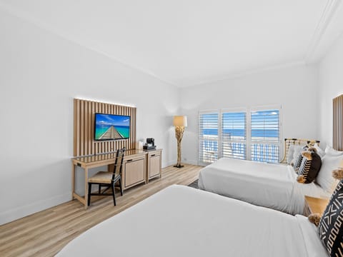 Room, 2 Double Beds, Balcony, Partial Ocean View | Premium bedding, pillowtop beds, in-room safe, blackout drapes