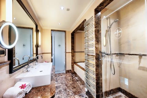 Deluxe Double Room | Bathroom | Separate tub and shower, free toiletries, hair dryer, towels