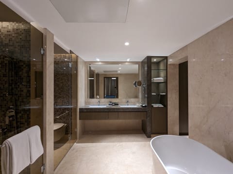 Suite | Bathroom | Rainfall showerhead, free toiletries, hair dryer, bathrobes