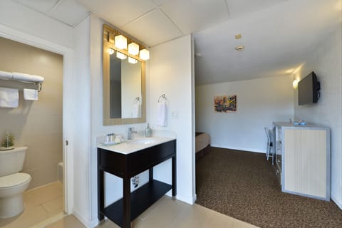 Standard Room, 1 Queen Bed | Bathroom | Combined shower/tub, free toiletries, hair dryer, towels