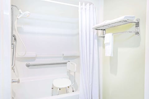 Combined shower/tub, hair dryer, towels