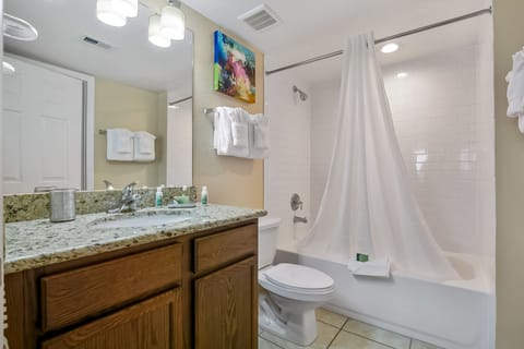 Villa, 1 Bedroom | Bathroom | Combined shower/tub, hair dryer, towels, soap