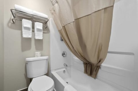 Combined shower/tub, hair dryer, towels