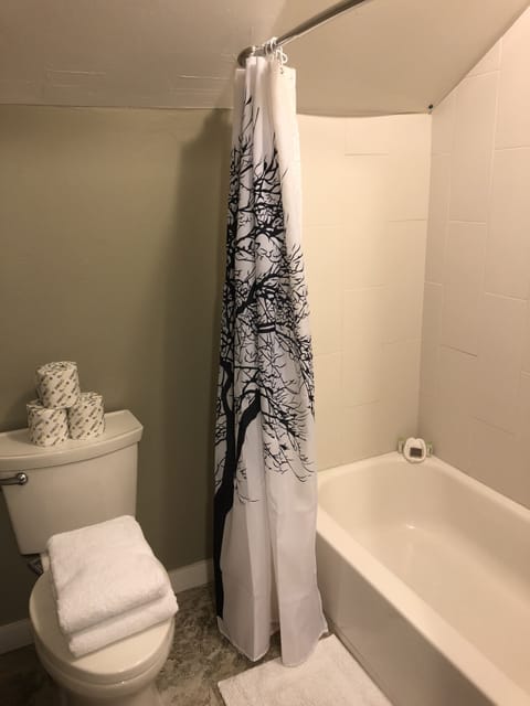 Room, 1 Queen Bed, Fireplace (Osprey) | Bathroom | Hair dryer, towels