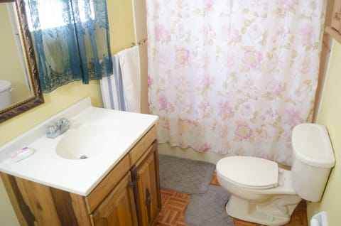 Standard Room, 1 Queen Bed, Smoking | Bathroom | Combined shower/tub, deep soaking tub, free toiletries