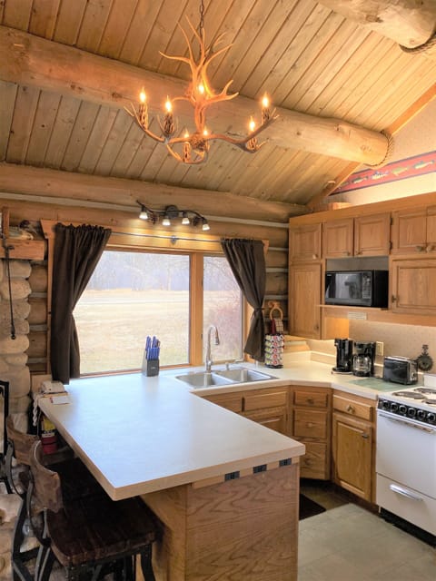 Luxury Cabin, 2 Bedrooms, Kitchen (Granite) | Private kitchen | Full-size fridge, microwave, oven, stovetop