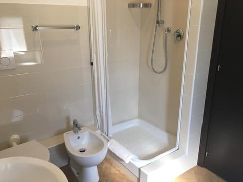 Shower, free toiletries, hair dryer, bidet