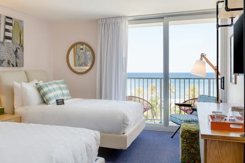 Ocean Front, 2 Queen Beds | Premium bedding, pillowtop beds, in-room safe, blackout drapes