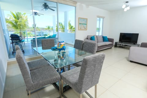 Apartment, 3 Bedrooms, Partial Sea View | Living room | Flat-screen TV