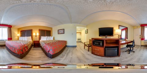 Standard Room, 2 Queen Beds, Non Smoking | Pillowtop beds, desk, laptop workspace, blackout drapes