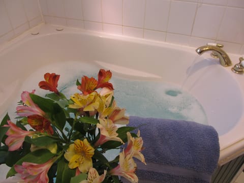 Luxury Room | Bathroom | Shower, hair dryer, bathrobes, towels