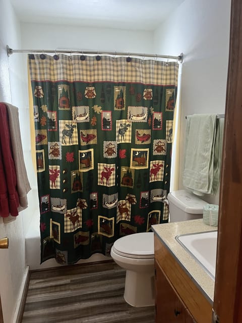 Deluxe Cabin, 2 Bedrooms, Mountain View | Bathroom | Towels, toilet paper