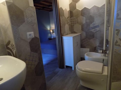 Shower, free toiletries, hair dryer, bidet