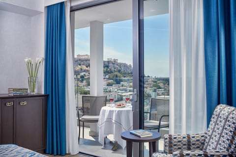 Deluxe Room, Balcony, Acropolis View | Premium bedding, minibar, in-room safe, desk