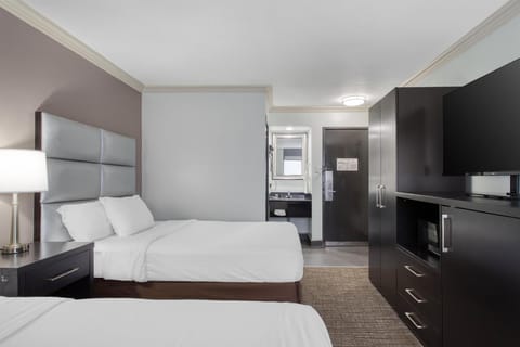 Standard Room, 2 Double Beds, Non Smoking, Refrigerator & Microwave | Premium bedding, desk, laptop workspace, blackout drapes