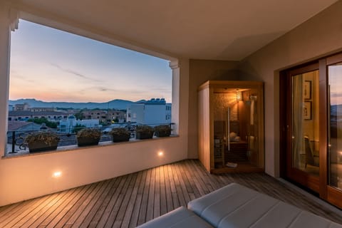 Luxury Suite, with hot tub and sauna | View from room