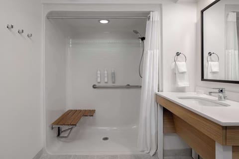 Room, 2 Double Beds, Mobility Accessible (3x3 Shower) | Bathroom shower