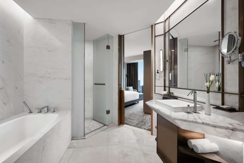 Premium Room | Bathroom | Separate tub and shower, rainfall showerhead, designer toiletries
