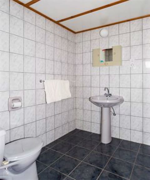 Combined shower/tub, free toiletries, hair dryer, towels