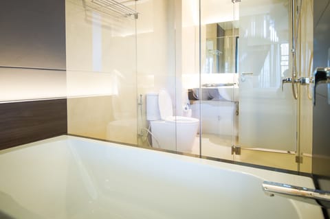 Deluxe Room, Park View | Bathroom | Combined shower/tub, free toiletries, hair dryer, bathrobes