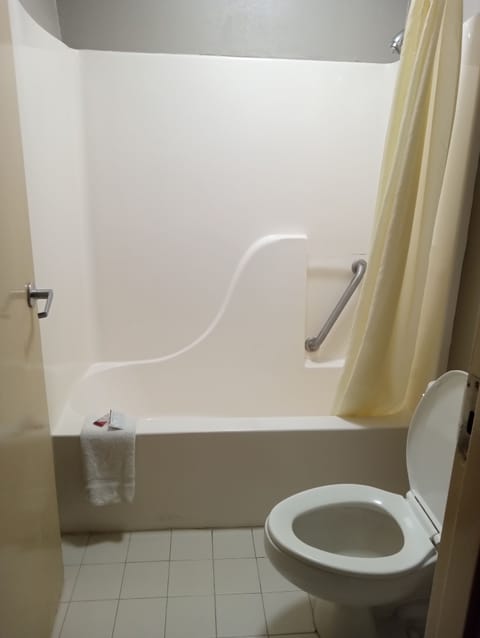 Combined shower/tub, free toiletries, hair dryer, towels