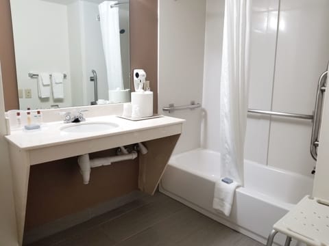 Standard Room, 1 King Bed, Accessible | Bathroom | Free toiletries, hair dryer, towels