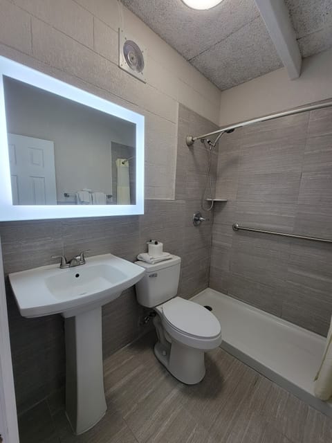 Double Room, 2 Double Beds | Bathroom | Shower, free toiletries, towels