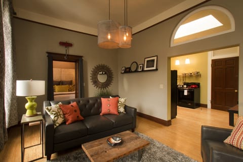 Luxury Apartment, 1 Queen Bed, Non Smoking (2ND) | Living area | Flat-screen TV, fireplace