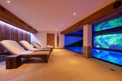 Indoor pool, sun loungers