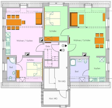 Duplex, 3 Bedrooms, Kitchen (FeWo6) | Floor plan