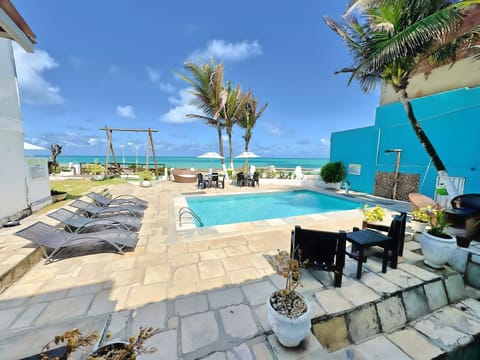 Outdoor pool, pool umbrellas