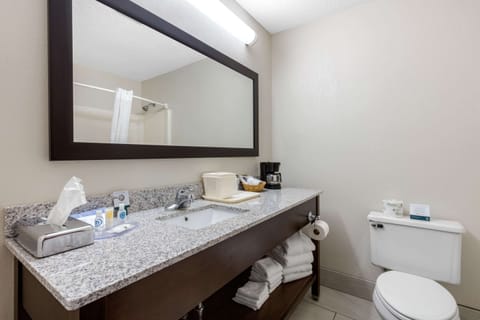 Standard Room, 2 Queen Beds, Non Smoking | Bathroom | Combined shower/tub, free toiletries, hair dryer, towels